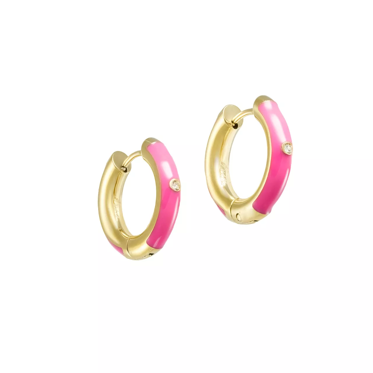 Серьги-конго "Fuchsia Enamel" с горным хрусталем и эмалью