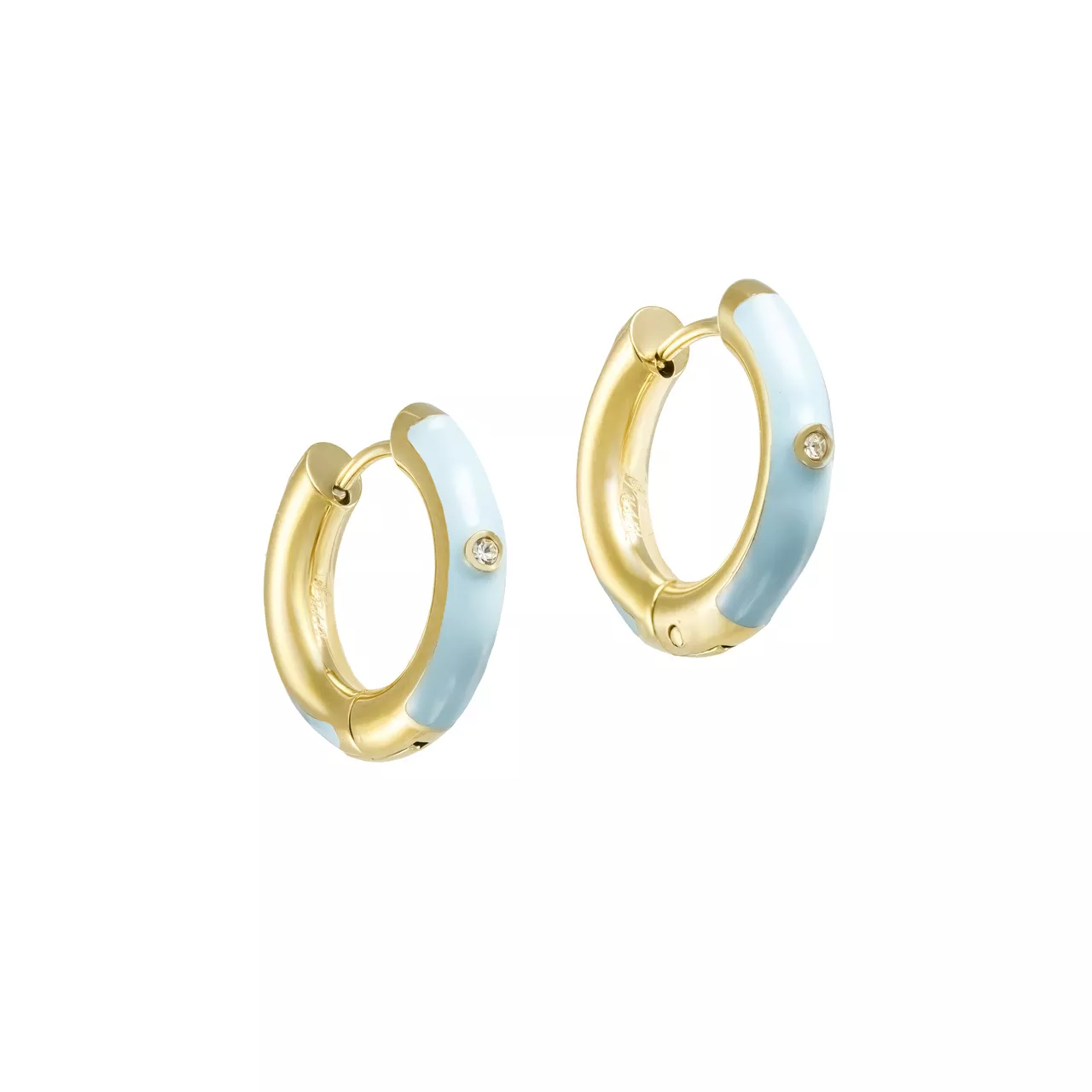 Серьги-конго "Turquoise Enamel" с горным хрусталем и эмалью