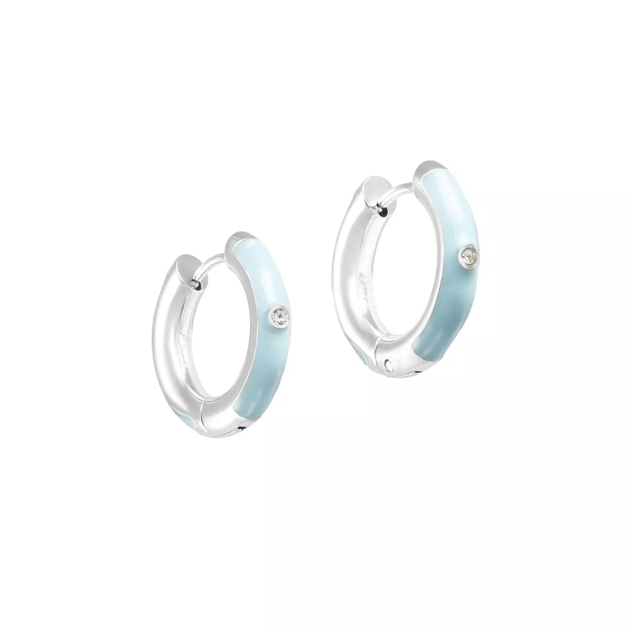 Серьги-конго "Light blue Enamel" с горным хрусталем и эмалью
