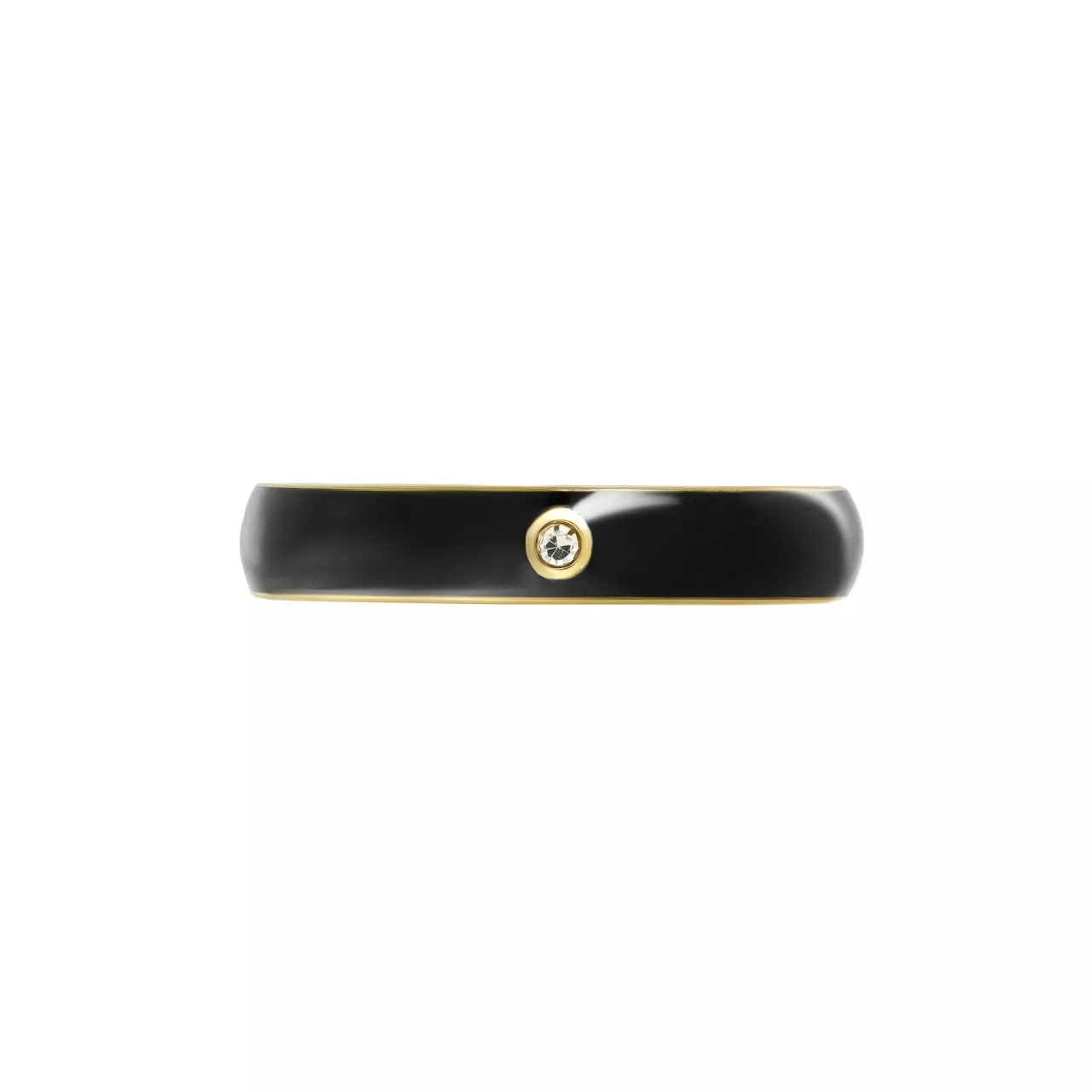 Кольцо "Black Enamel" с горным хрусталем и эмалью