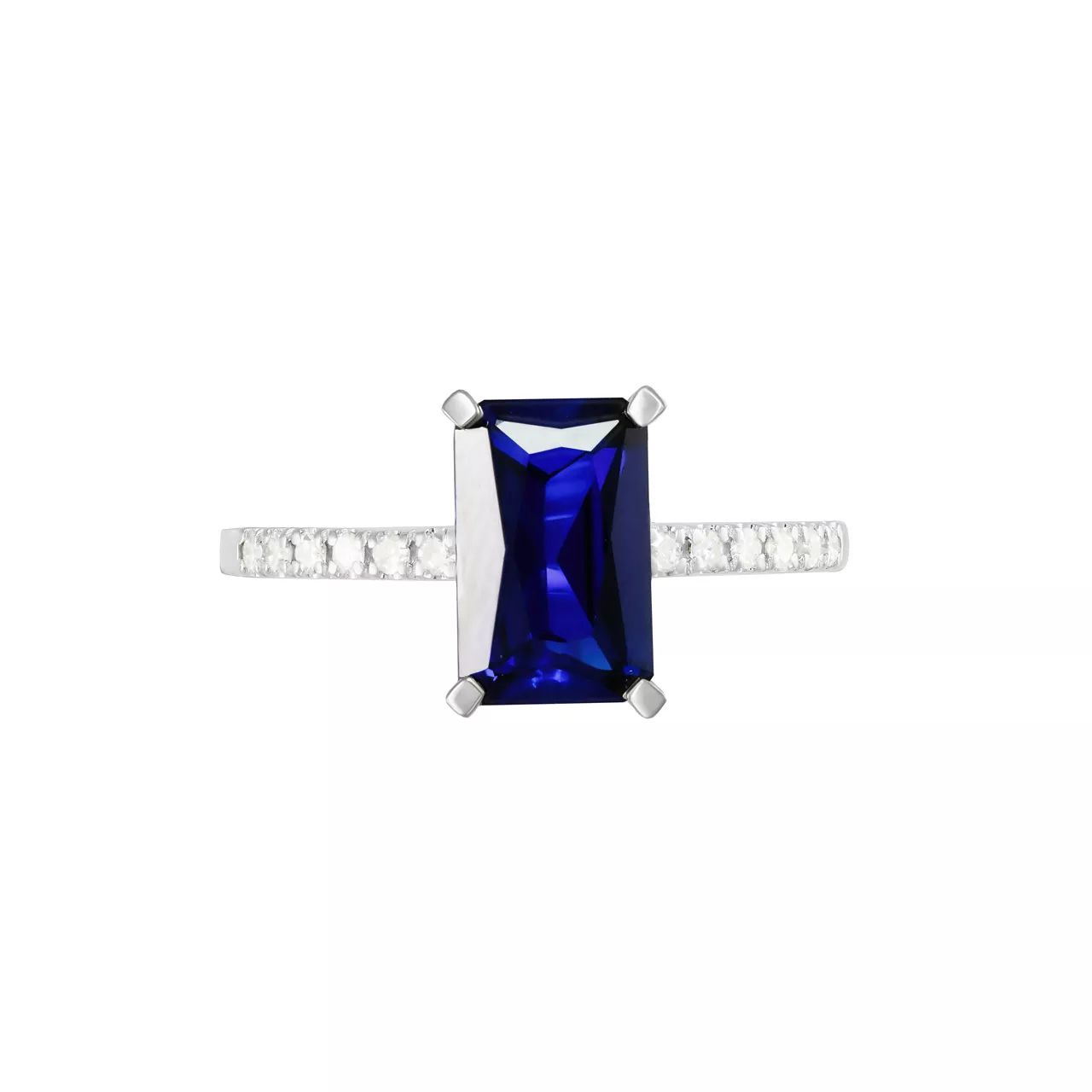 Золотое кольцо с сапфиром lab-grown 1.92ct огранки "Октагон" и бриллиантами