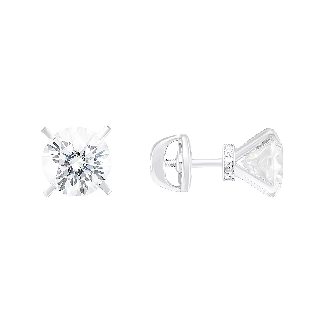 Золотые серьги-пусеты с диаллантами 3.0ct и бриллиантами