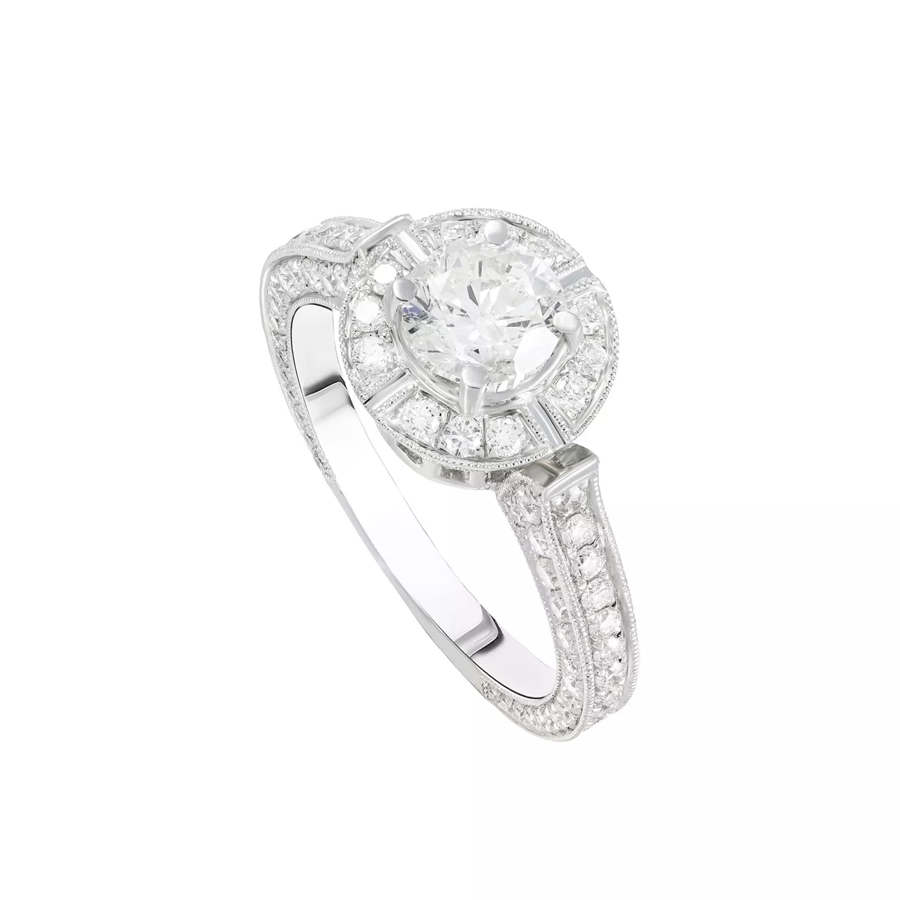 Золотое кольцо с центральным бриллиантом 1.009ct огранки "Круг"