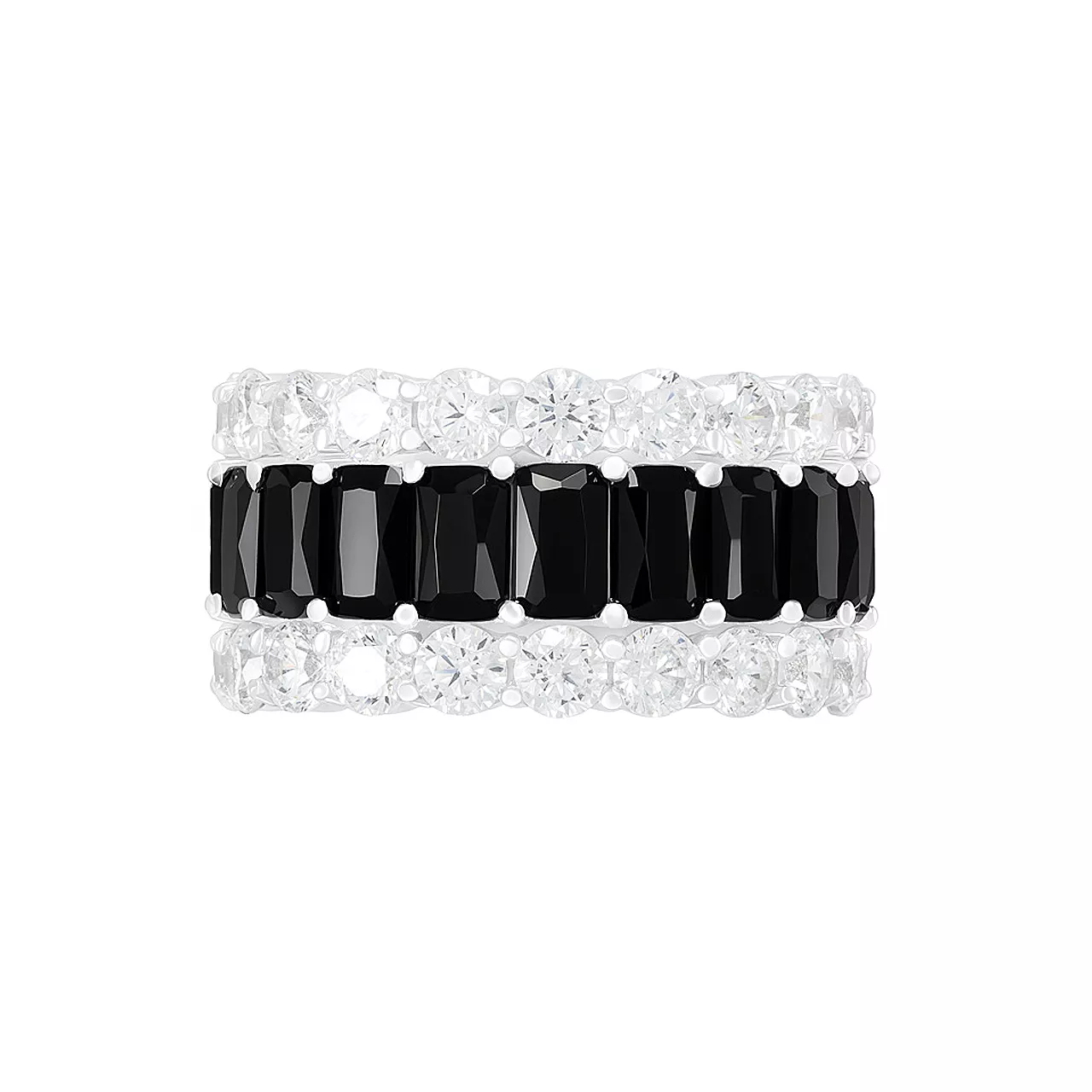Серебряное кольцо "Black&White" с фианитами