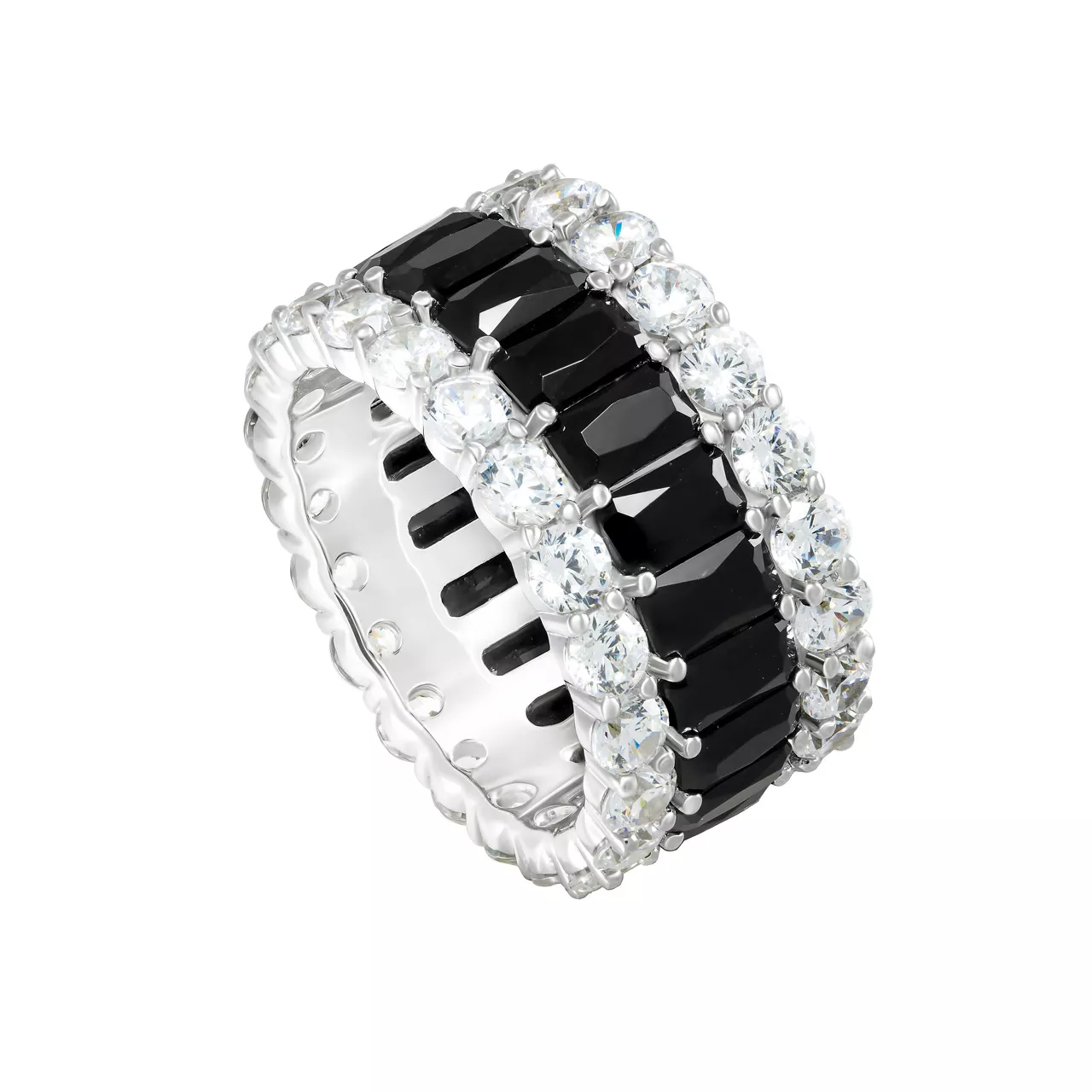 Серебряное кольцо "Black&White" с фианитами