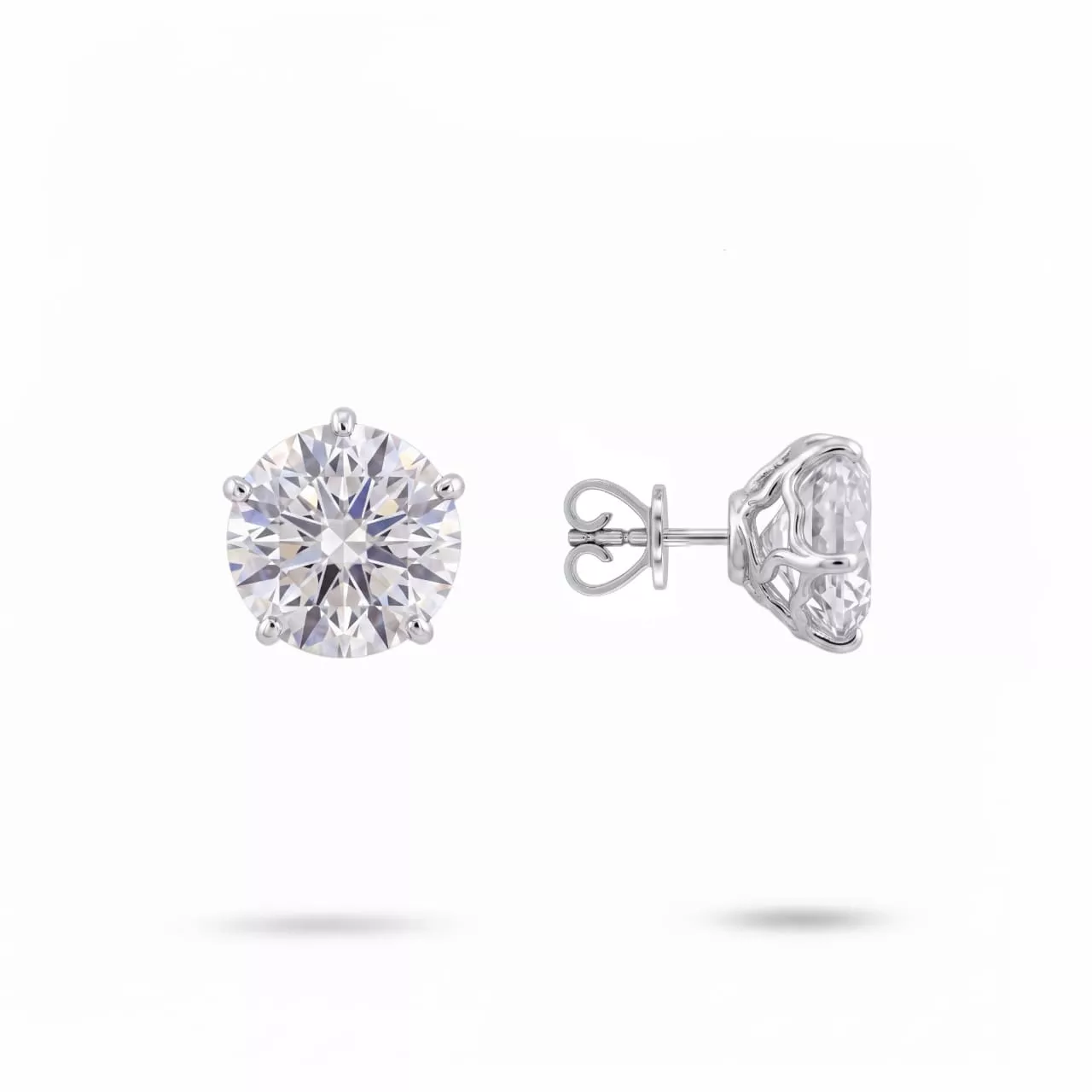 Золотые серьги-пусеты с диаллантами 4.0ct огранки "Круг"