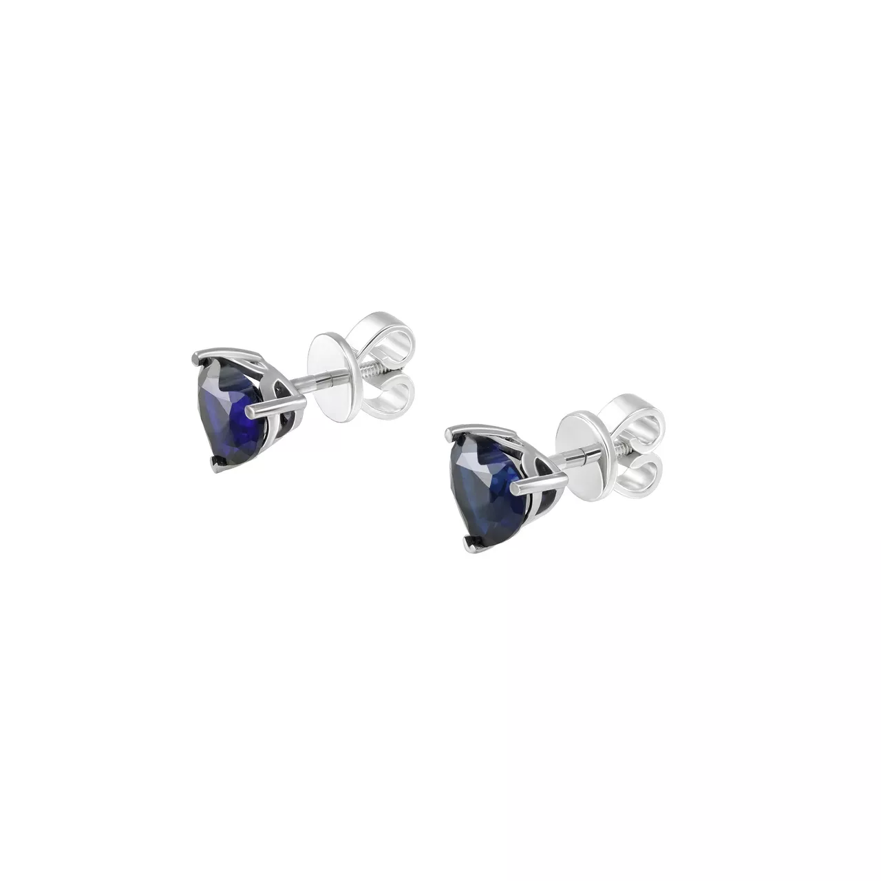 Золотые серьги-пусеты с сапфирами lab-grown 2.27ct огранки "Сердце"