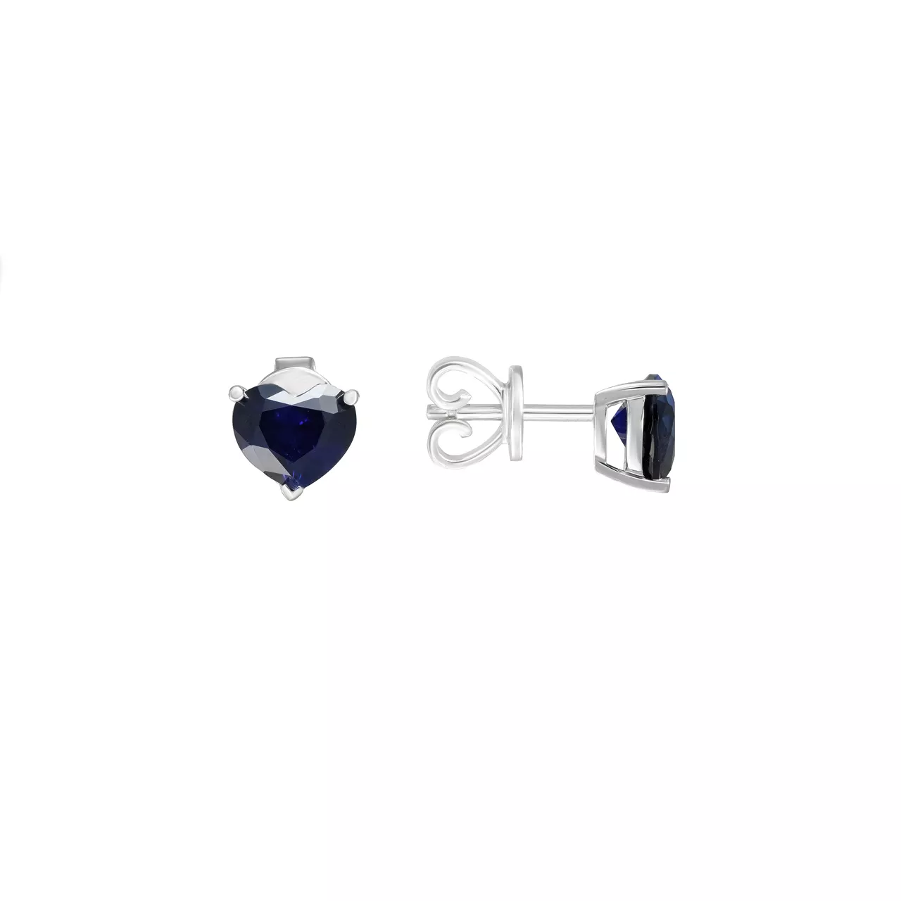 Золотые серьги-пусеты с сапфирами lab-grown 2.27ct огранки "Сердце"