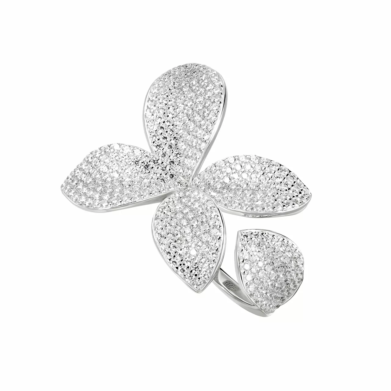 Серебряное кольцо "Flowers" с фианитами