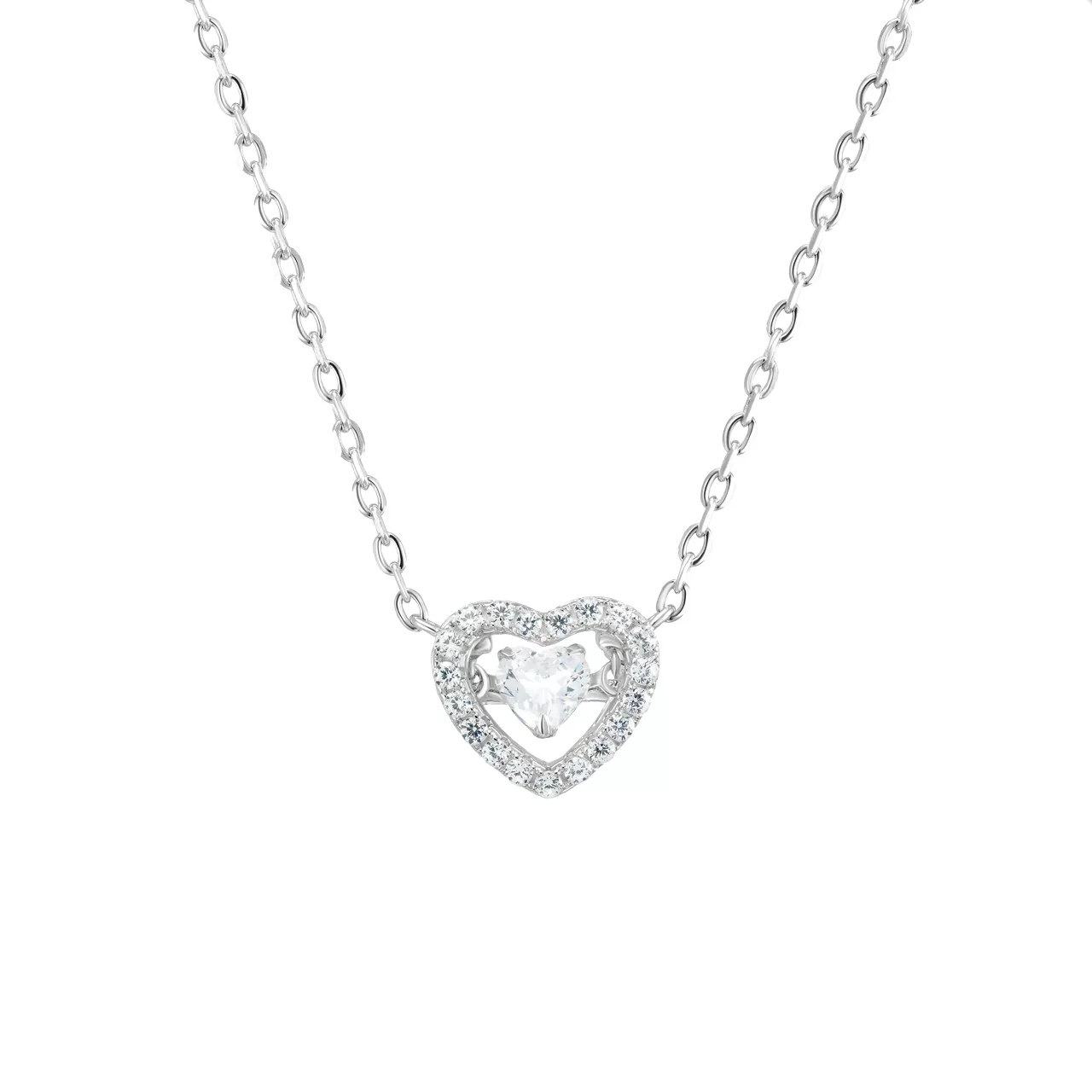 Серебряное колье с подвижным фианитом