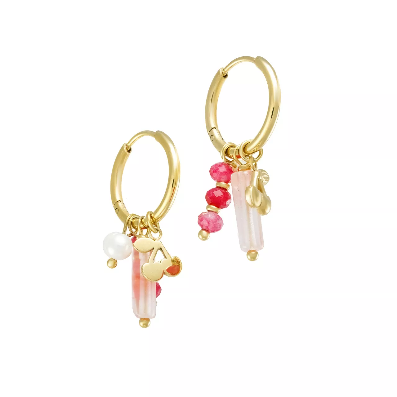 Серьги "Charms&Сherry" с жемчугом, турмалином и агатом и.