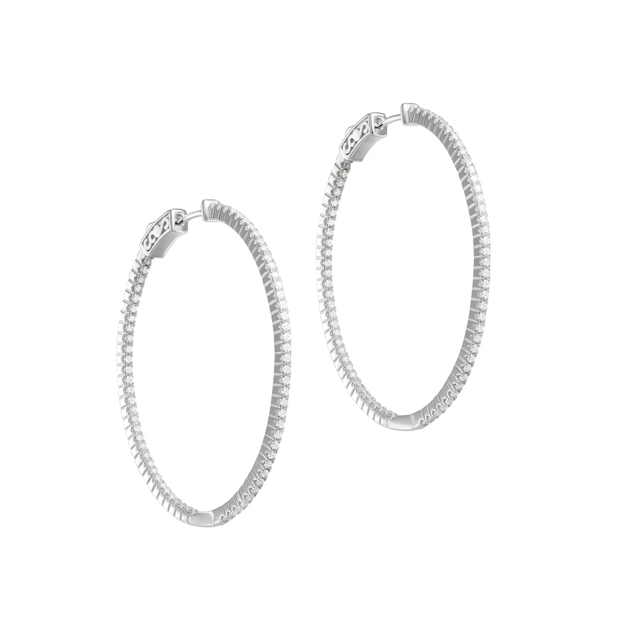 Серебряные серьги-конго с фианитами d4,6