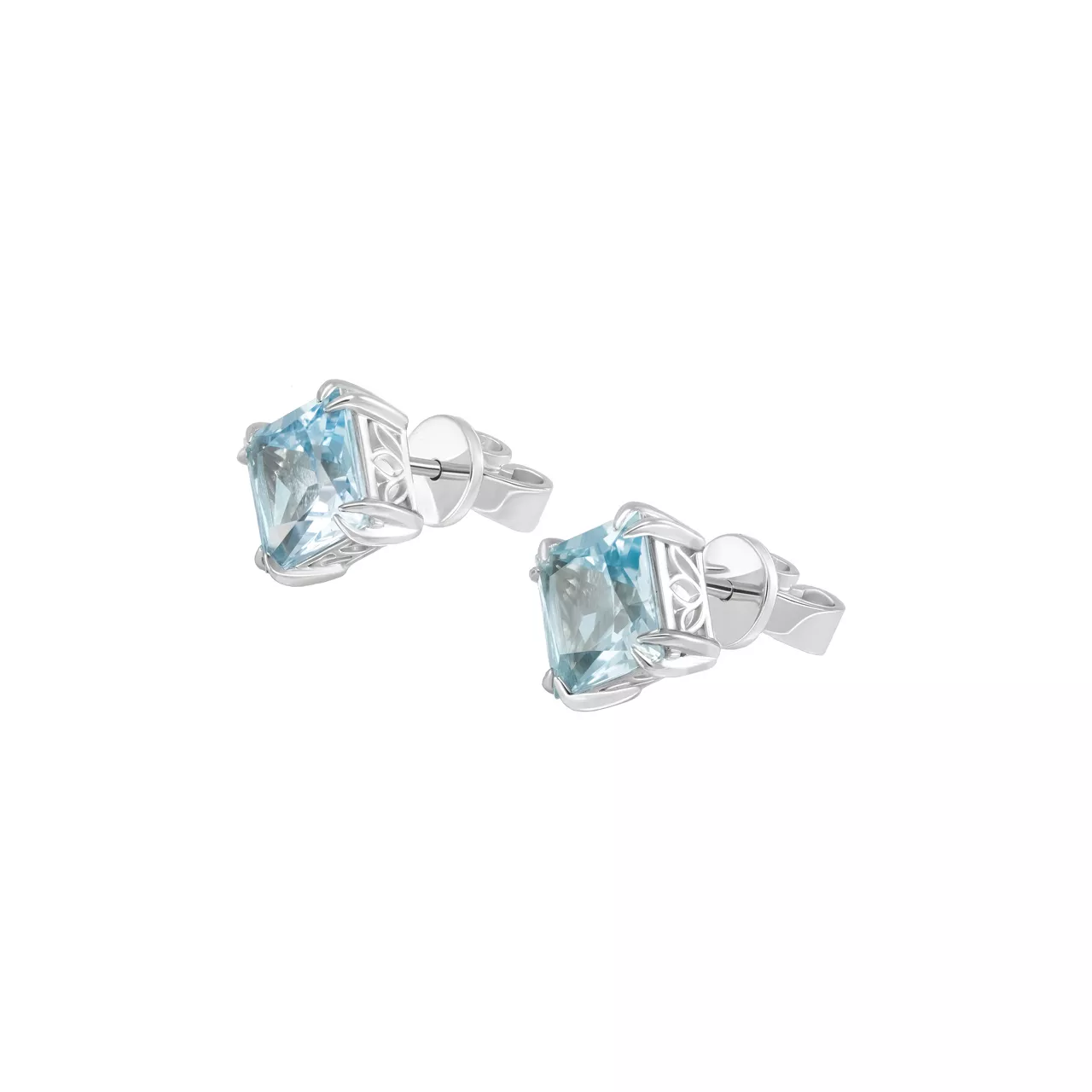 Золотые серьги-пусеты с топазами 3.45ct огранки "Принцесса"