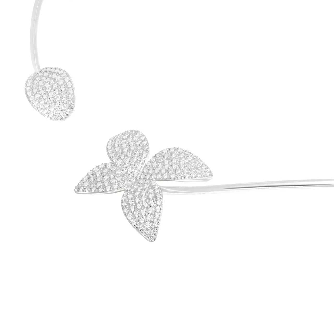 Серебряное колье "Flowers" с фианитами