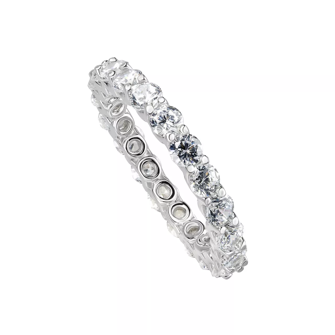 Серебряное кольцо-дорожка с фианитами d0.3