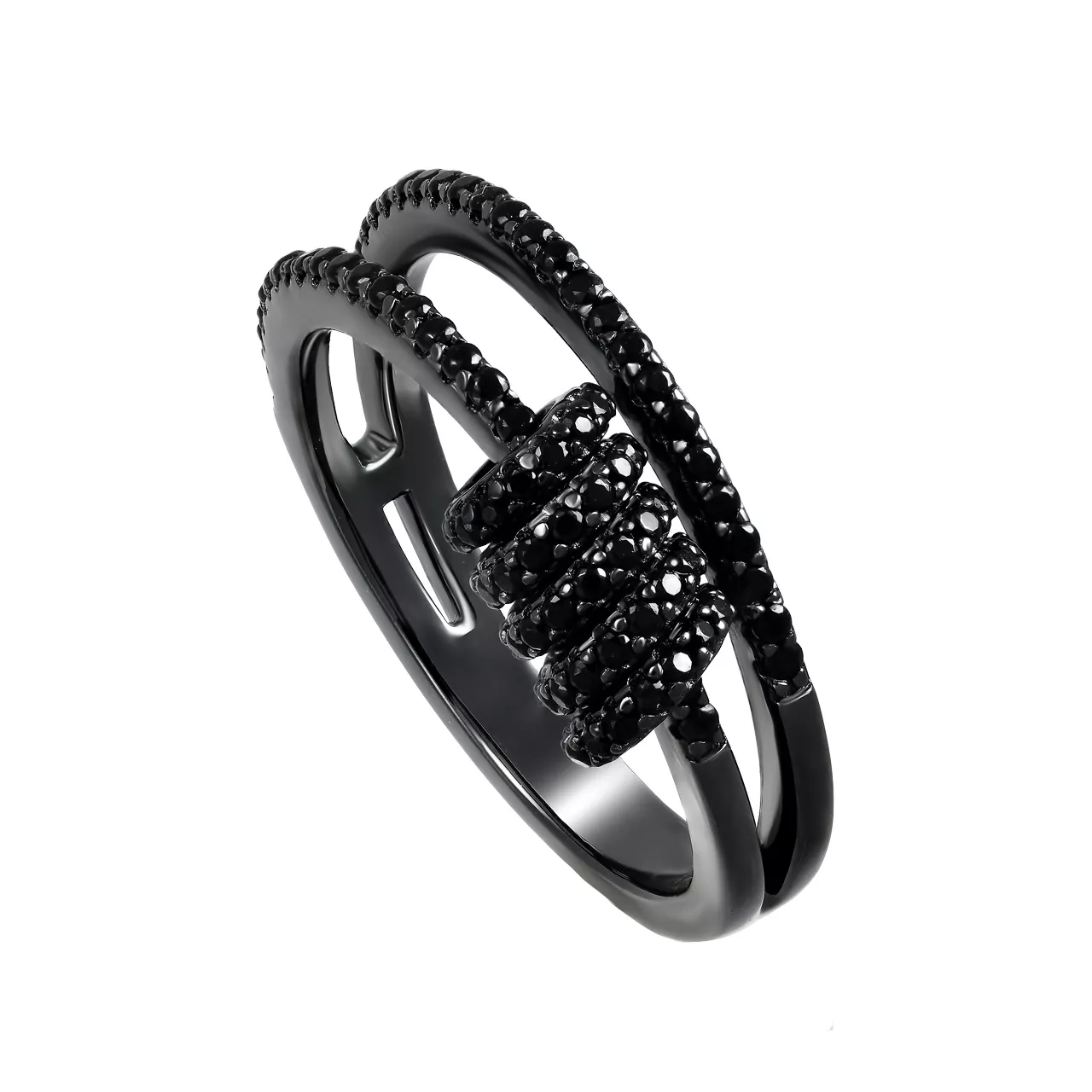 Серебряное кольцо "Radiance of the night" с подвижными элементами