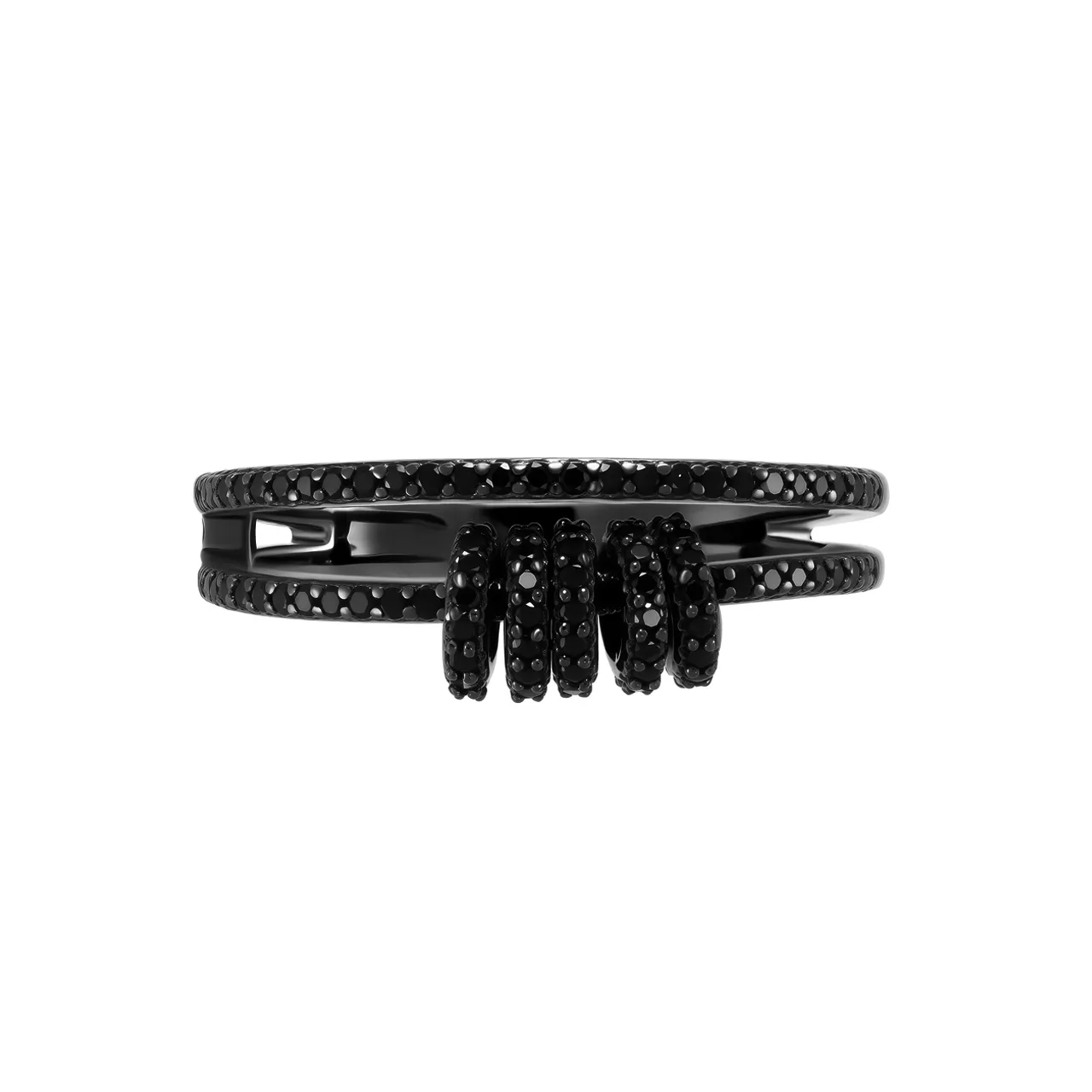 Серебряное кольцо "Radiance of the night" с подвижными элементами