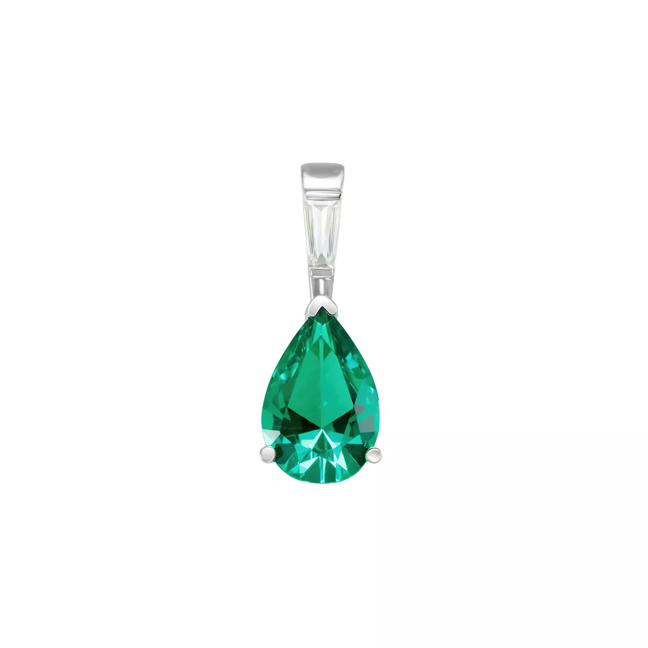 Золотая подвеска с изумрудом lab-grown 2.40ct огранки "Груша" и диаллантом