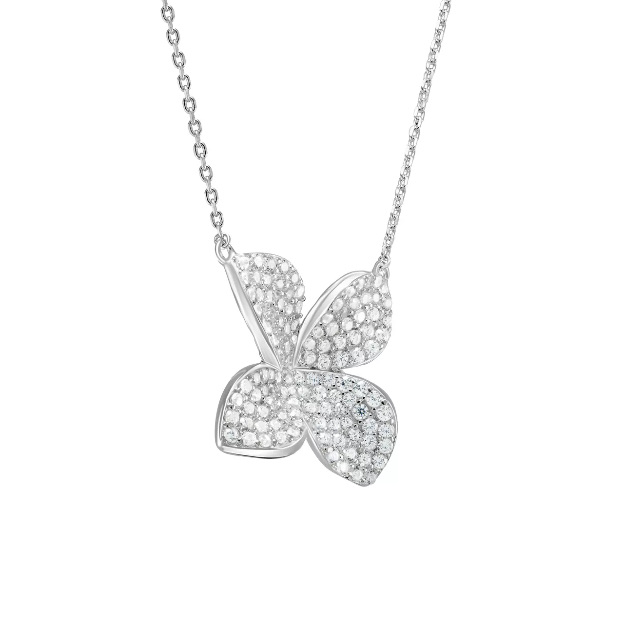 Серебряное колье "Flowers" с фианитами