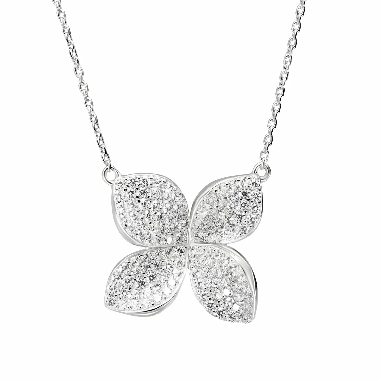Серебряное колье "Flowers" с фианитами