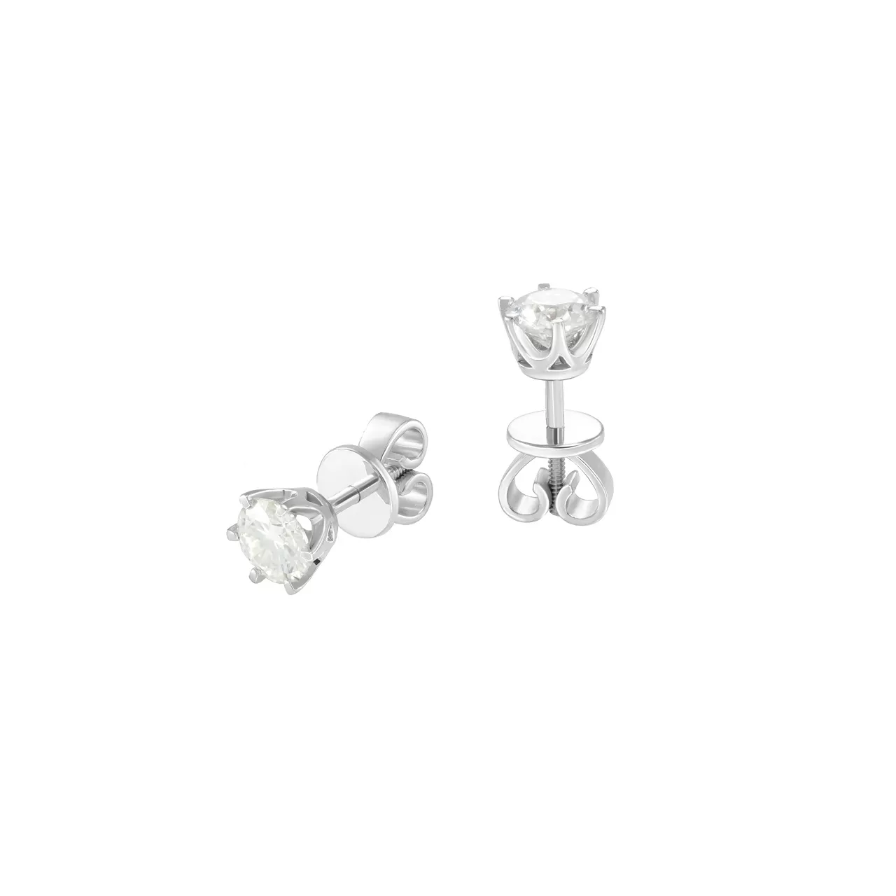 Золотые серьги с диаллантами 1.0ct огранки "Круг"