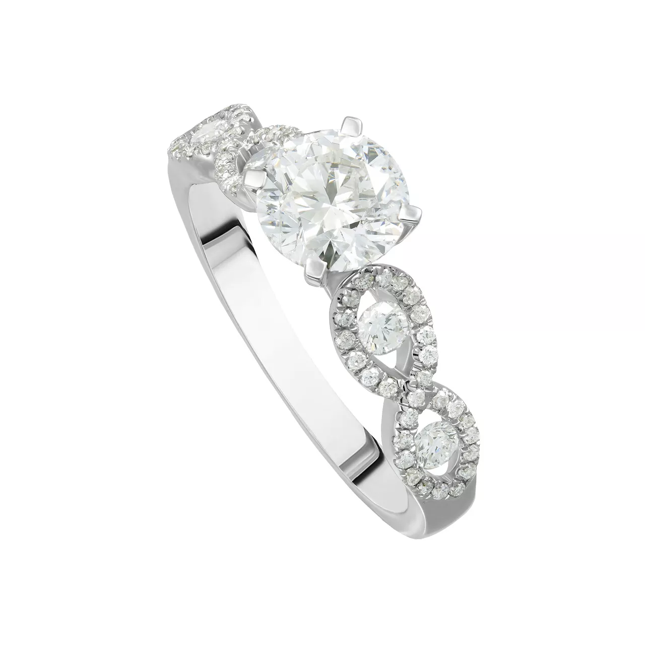 Золотое кольцо с центральным бриллиантом 1.06ct огранки "Круг"