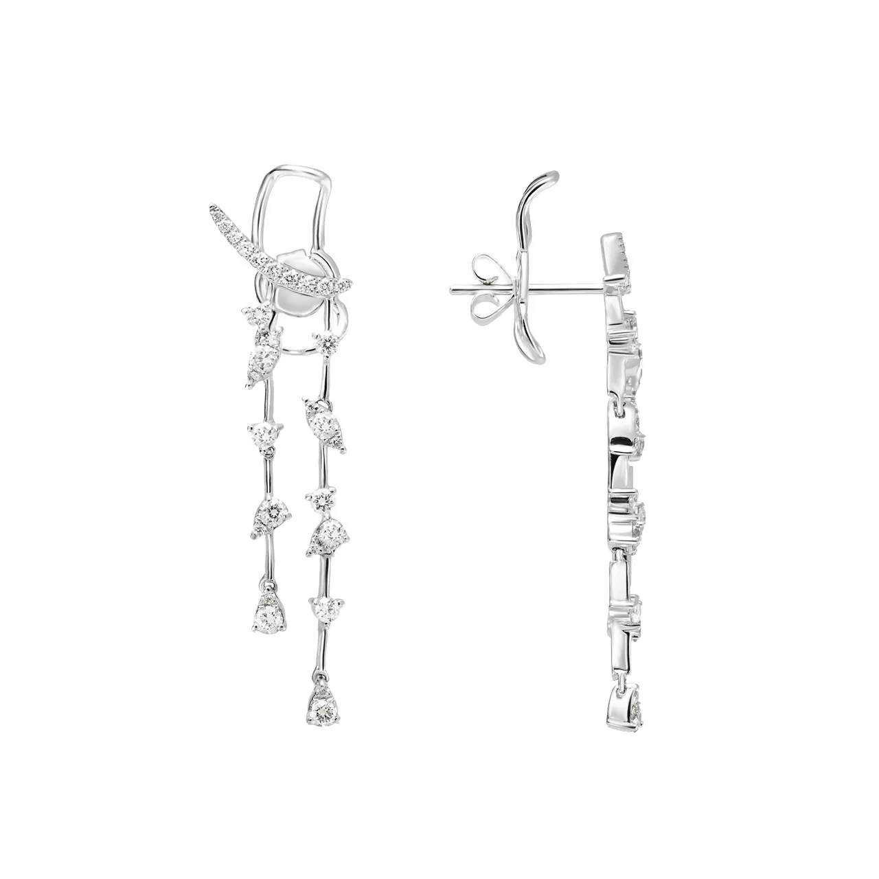 Золотые удлиненные серьги с бриллиантами 0.75ct