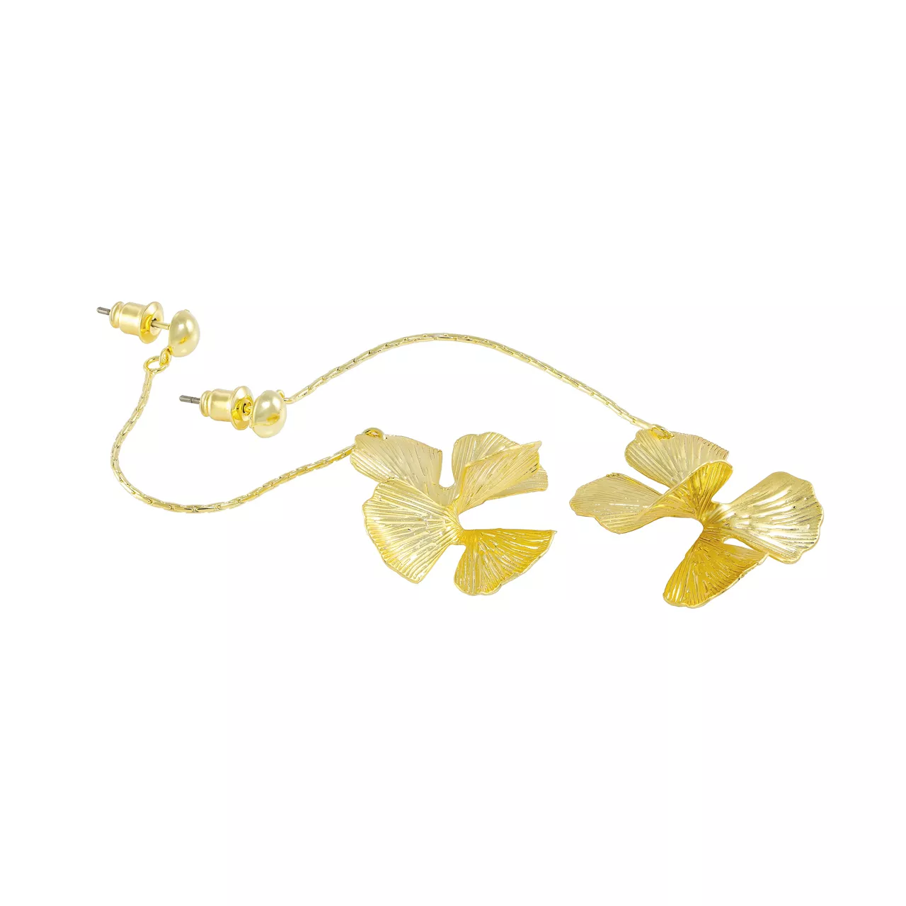 Серьги "Shiny Gold - Ginkgo leaf", ювелирный сплав