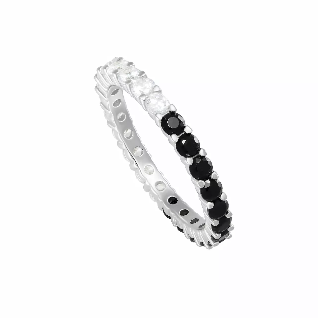 Серебряное кольцо-дорожка "Black&White" со шпинелями и фианитами
