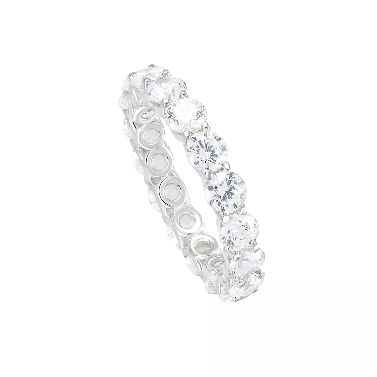 Серебряное кольцо-дорожка с фианитами d0.4