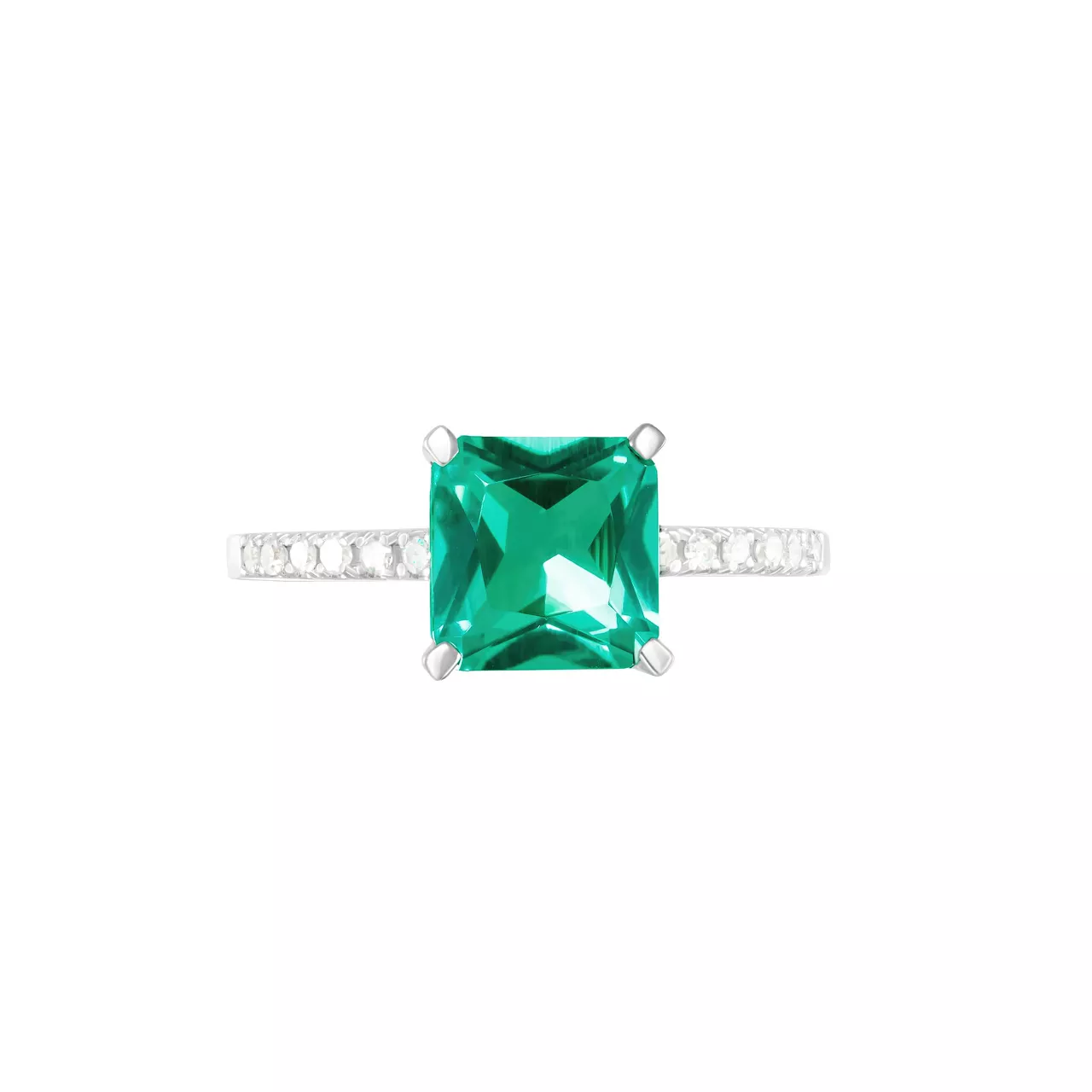 Золотое кольцо с изумрудом lab-grown 1.24ct огранки "Октагон" и бриллиантами