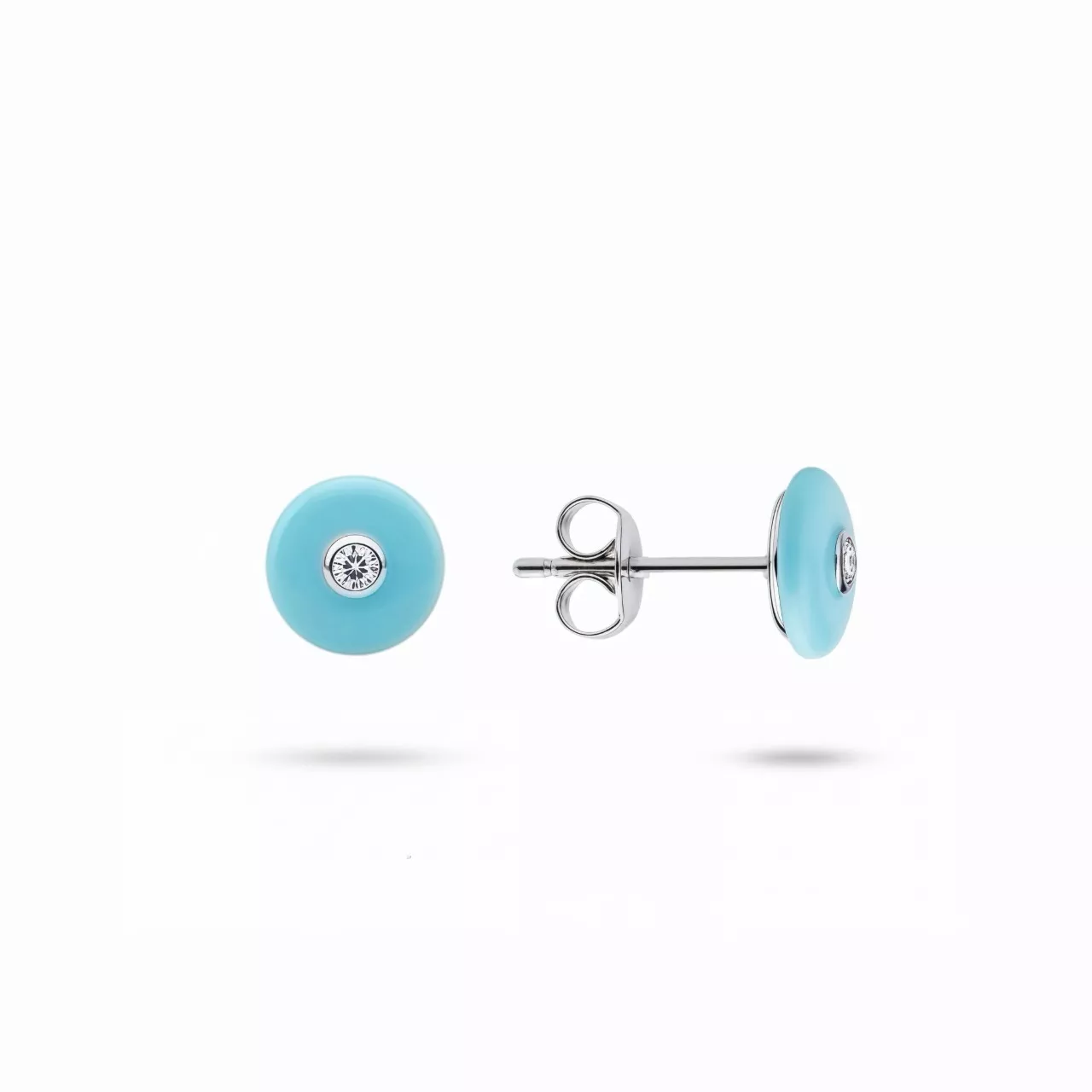 Серебряные серьги с эмалью и фианитами