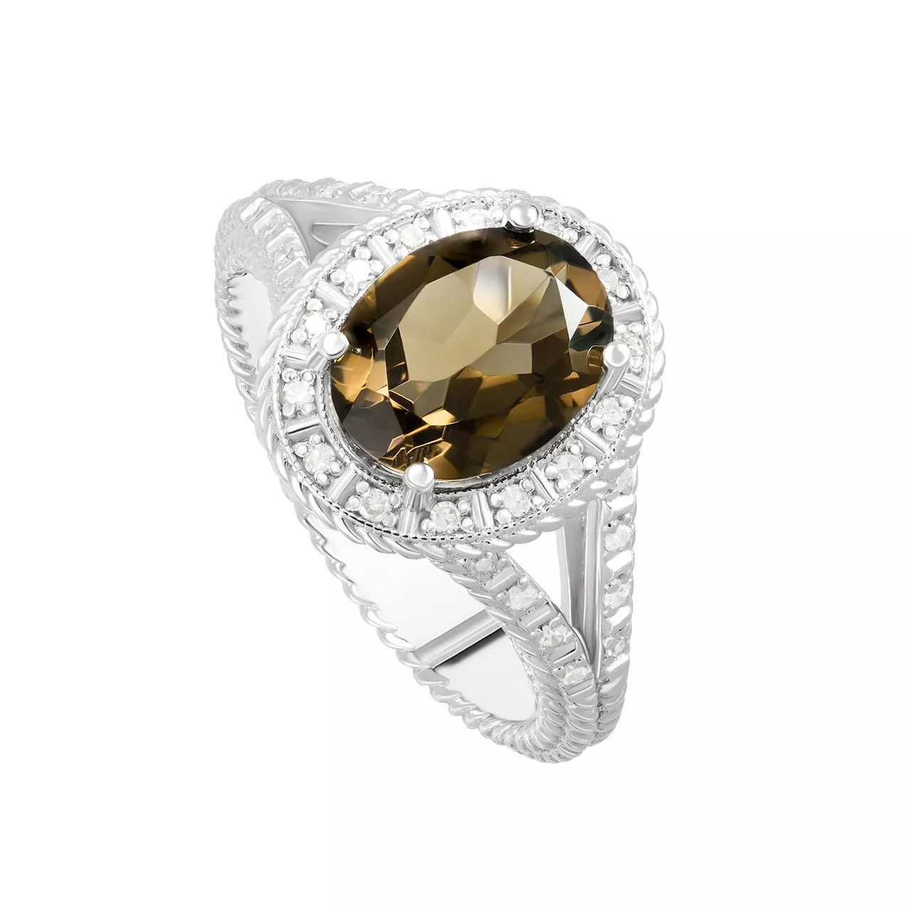 Золотое кольцо с раухтопазом 1.69ct огранки "Овал" и бриллиантами