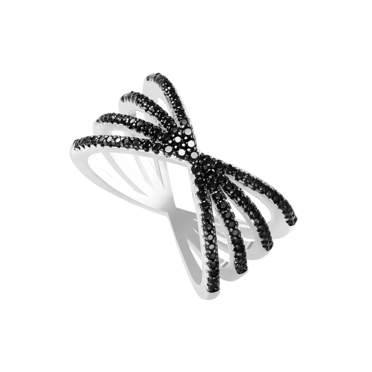 Серебряное кольцо "Black&White" со шпинелями
