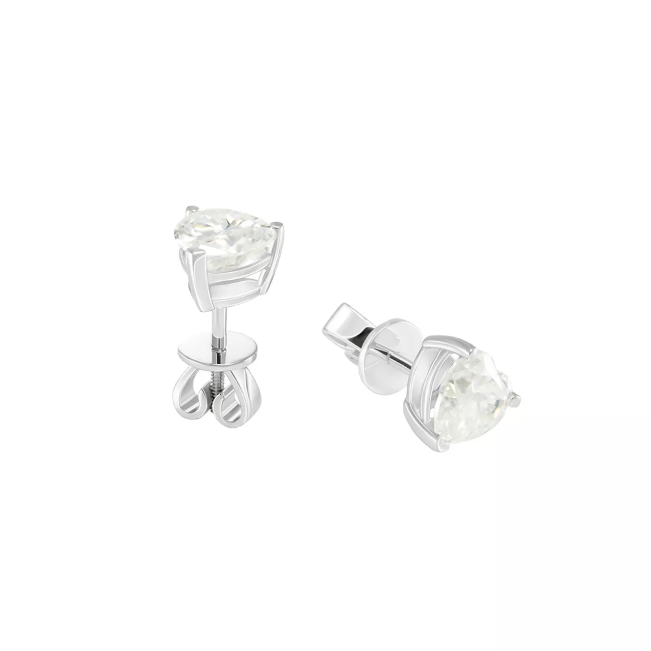 Золотые серьги-пусеты с диаллантами 2.0ct огранки "Сердце"