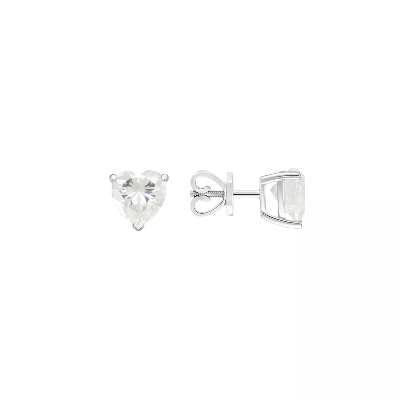 Золотые серьги-пусеты с диаллантами 2.0ct огранки "Сердце"