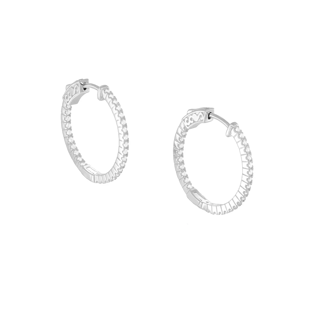 Серебряные серьги-конго d2.5 с фианитами