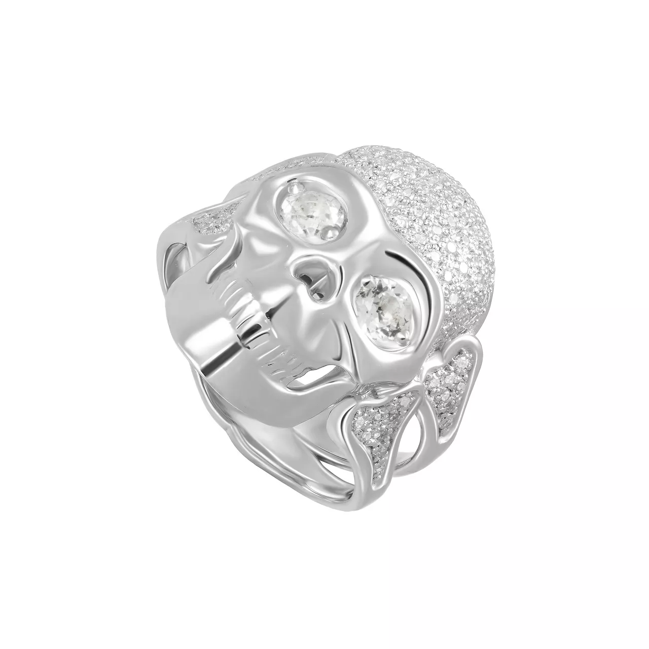 Серебряное кольцо Череп с топазами R18G5-0587-1