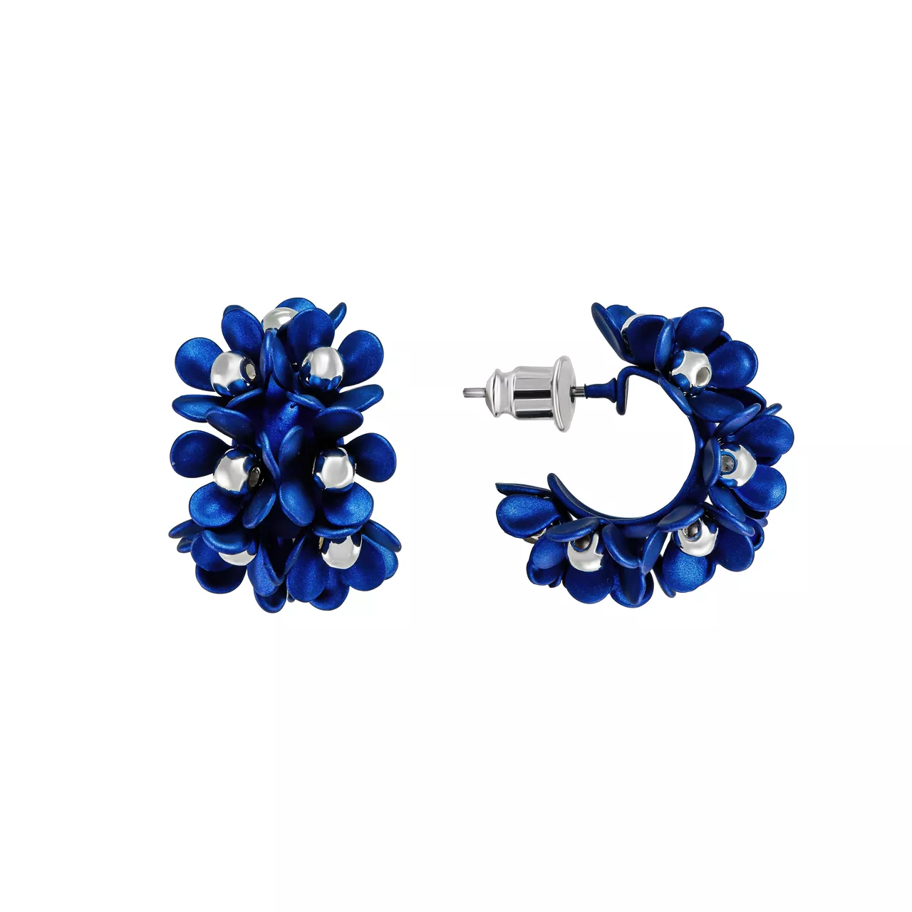 Серьги-конго "Pearl blue - Flower wreath"