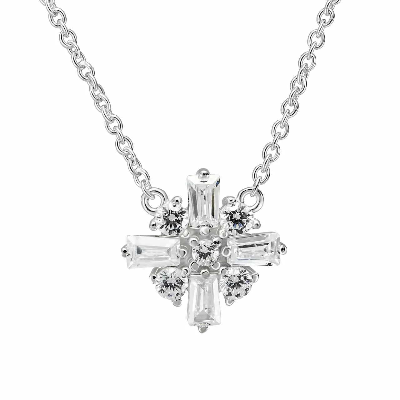 Серебряное колье с багетными фианитами