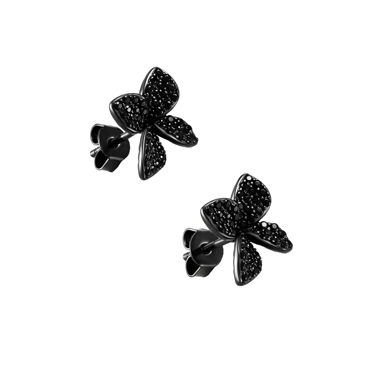 Серебряные серьги-пусеты "Gothic Flowers" со шпинелями