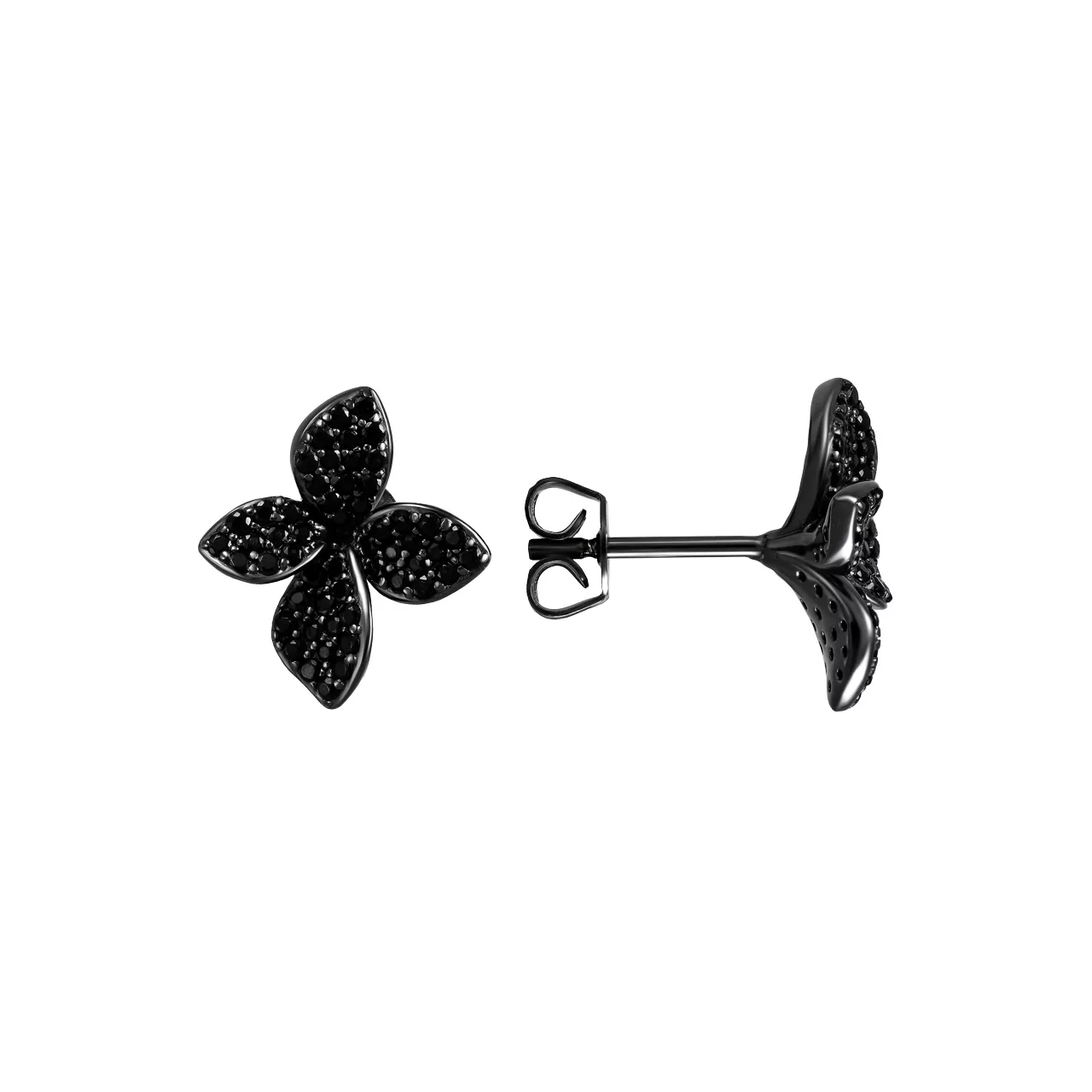 Серебряные серьги-пусеты "Gothic Flowers" со шпинелями