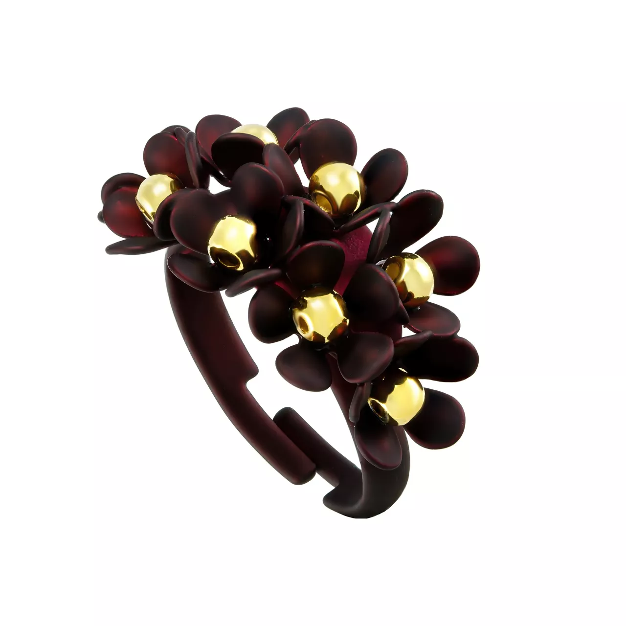 Кольцо "Pearl burgundy - Flower wreath"