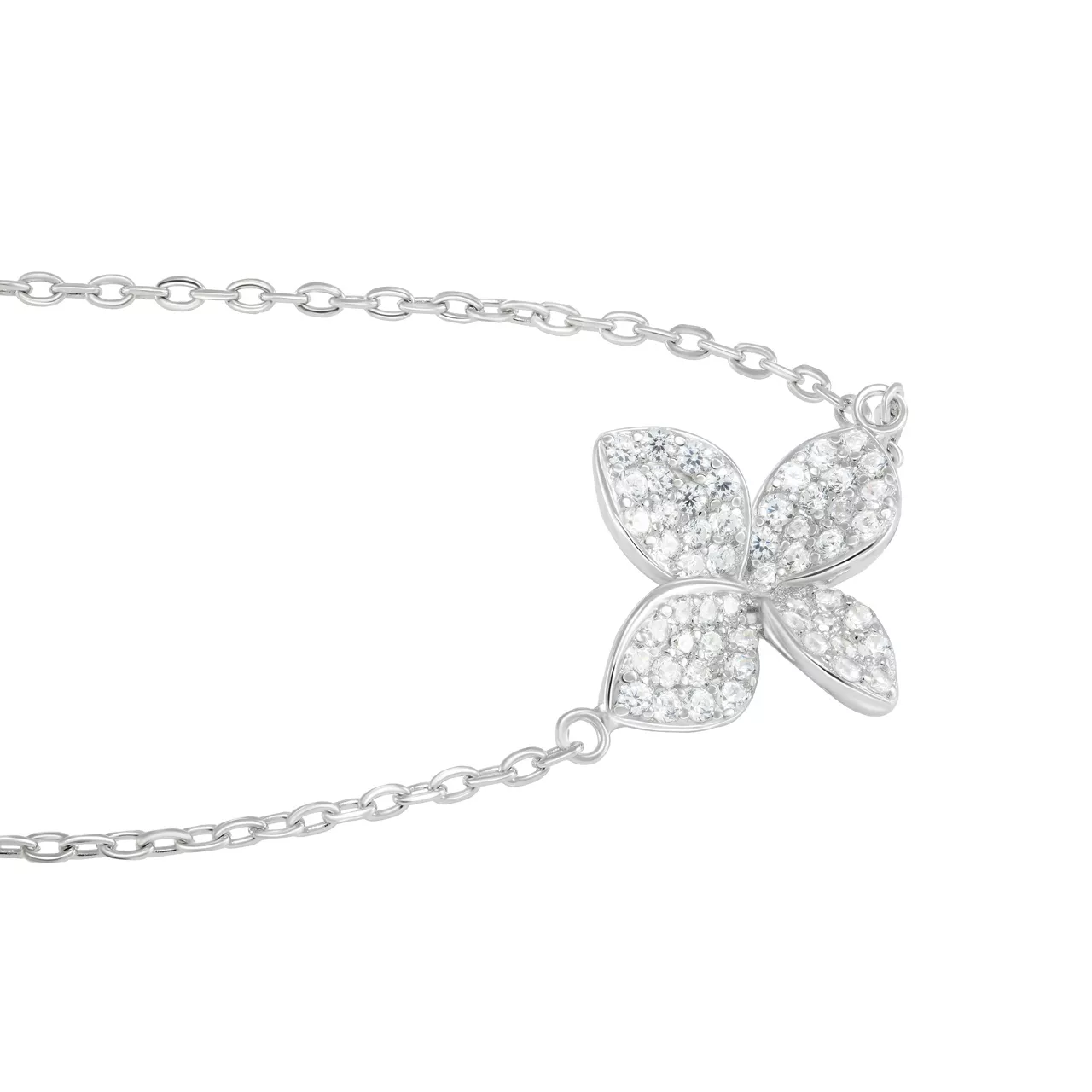 Серебряный браслет "Flowers" с фианитами