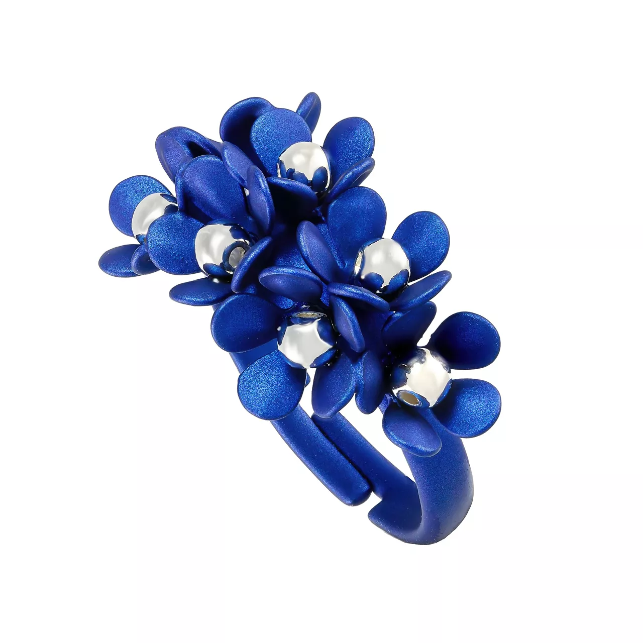 Кольцо "Pearl blue - Flower wreath"