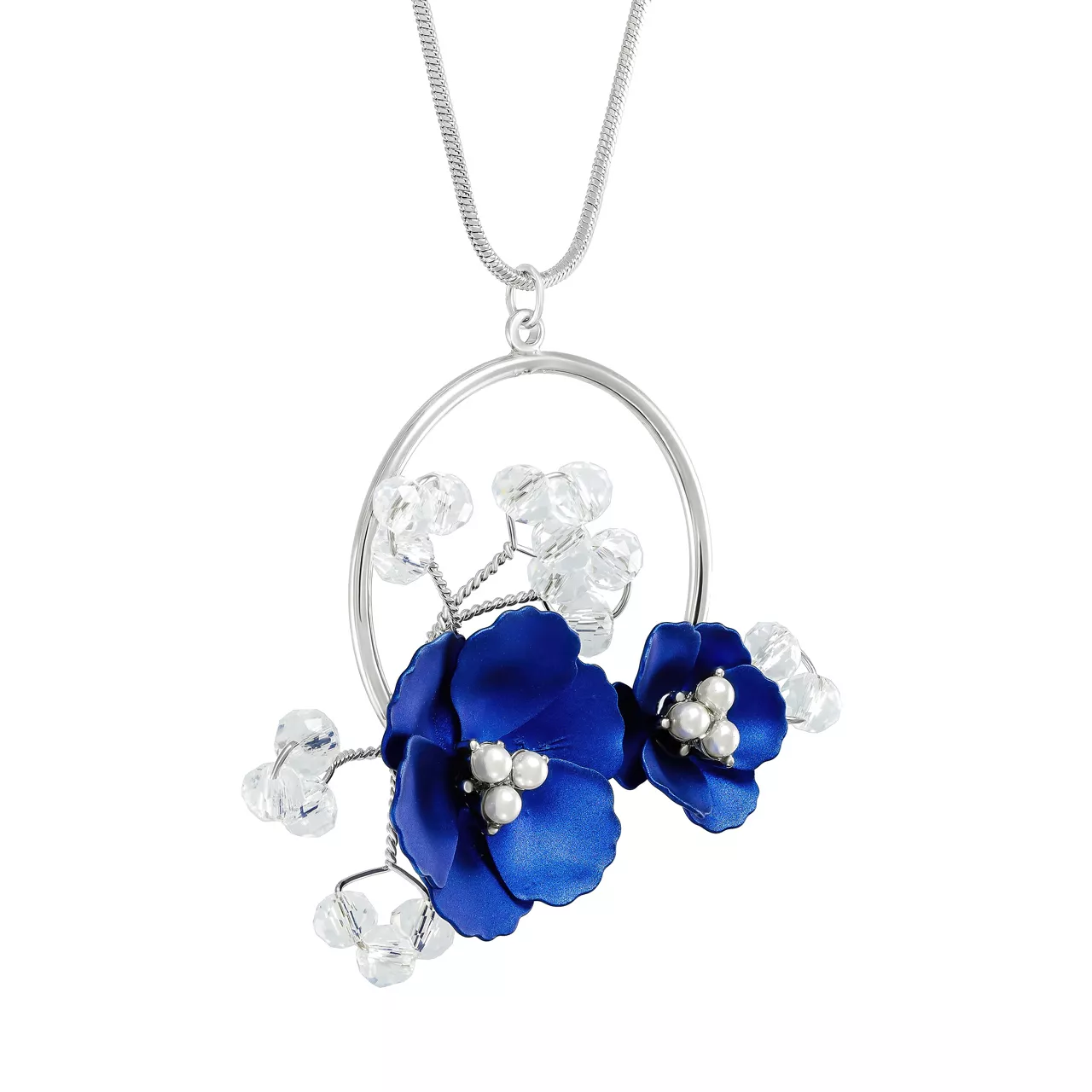 Колье "Pearl Blue-Flower Garden" с горным хрусталем и. и жемчугом и.