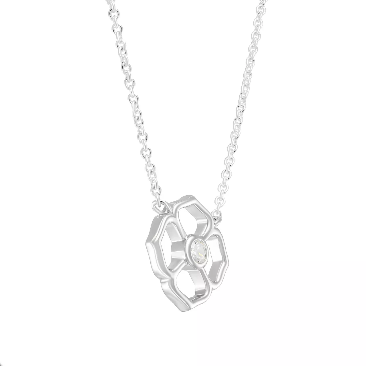 Серебряное колье "Flower" с фианитом