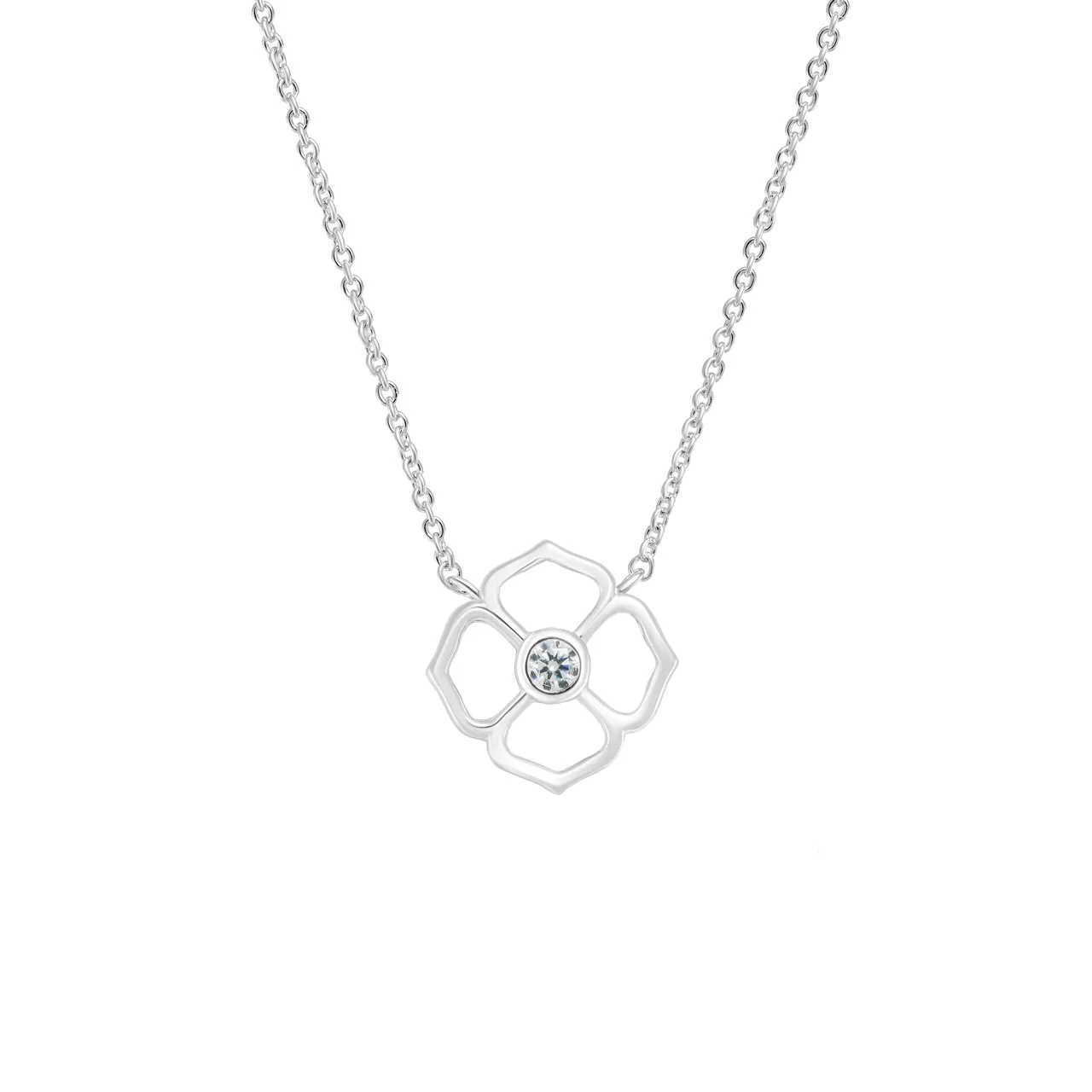 Серебряное колье "Flower" с фианитом