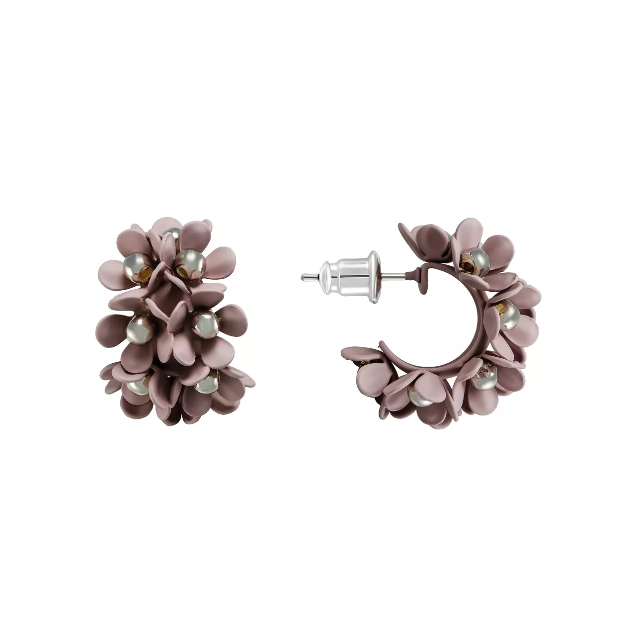 Серьги-конго "Pink Nuts - Flower wreath"