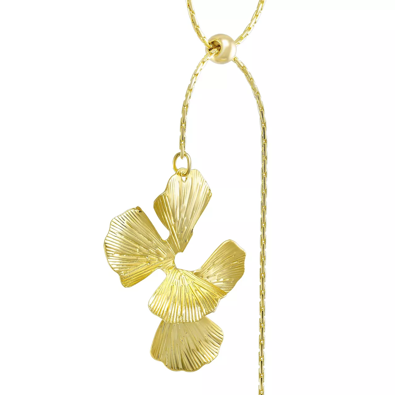 Колье галстук с регулируемой длиной "Shiny Gold - Ginkgo leaf"